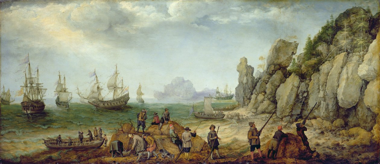 Vildgetjakt vid kusten, 1620 (se även 152264) av Adam Willaerts