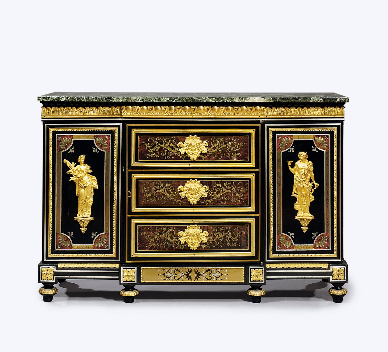 Sen Louis XVI ormolu-monterad boulle intarsia sidoskåp av Adam (attr. to) Weisweiler