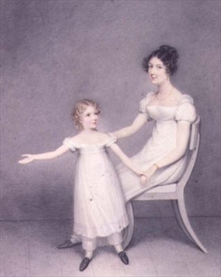 Lady Louth, dotter till den 13:e baronen Dunsany, med sin dotter av Adam Buck