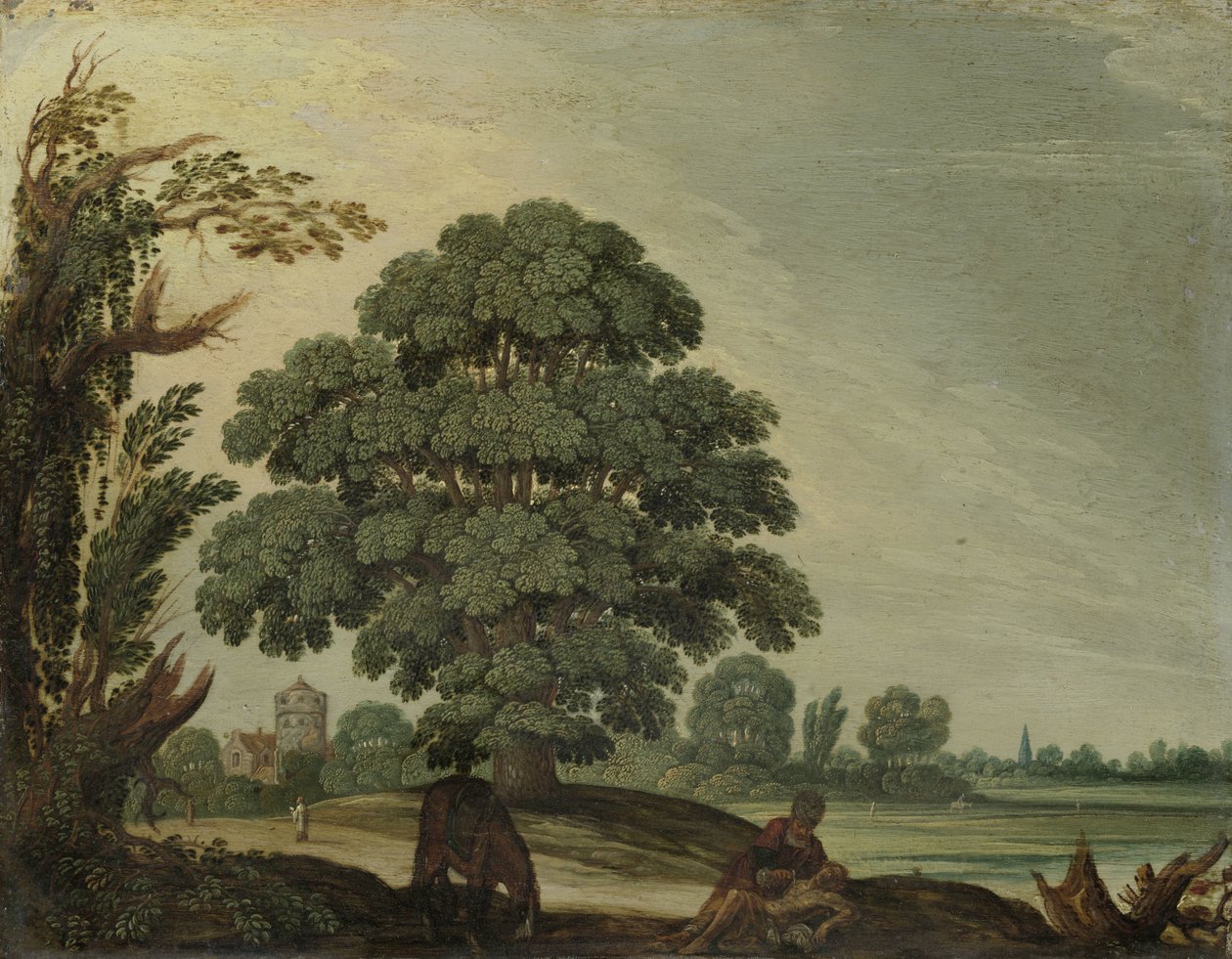 Landskap med den barmhärtige samariten av Adam Elsheimer (follower of)