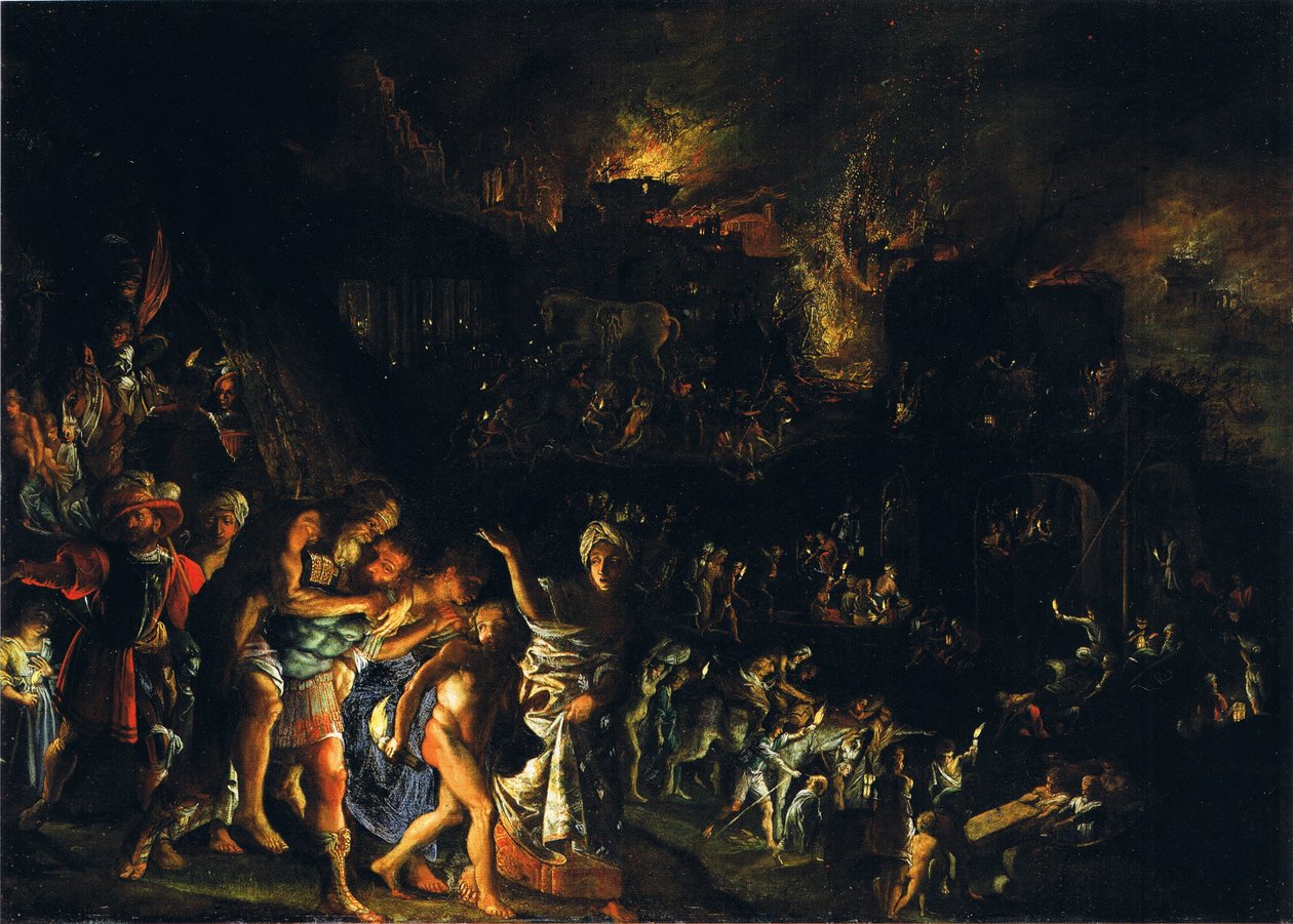 Tyska: Der Brand von Troja The Burning of Troy (Trojas bränning) av Adam Elsheimer