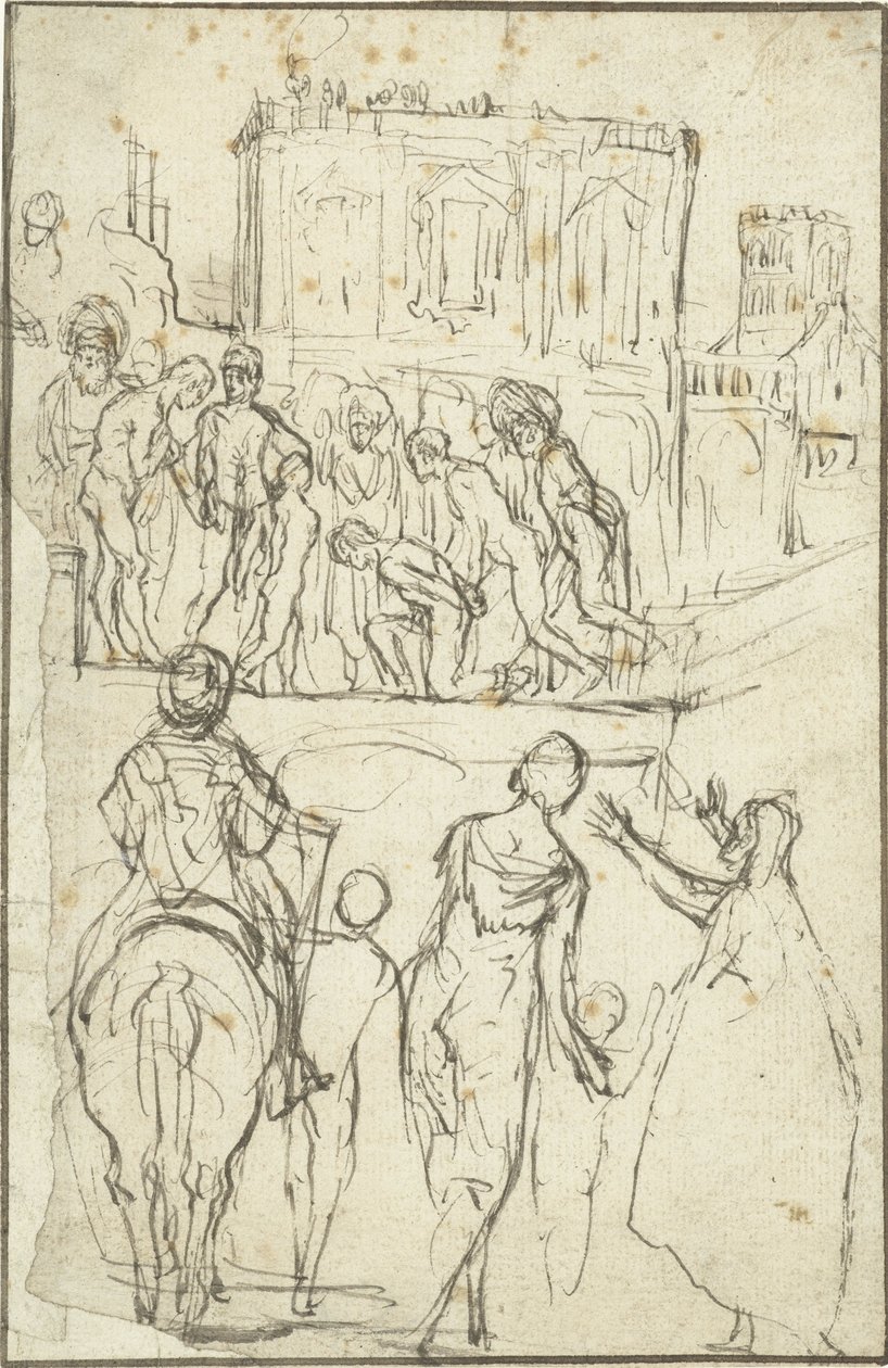 Tyska: Josephus wird von Nicanor vor Kaiser Vespasianus geführt Josephus leds av Nicanor före kejsar Vespasianus av Adam Elsheimer