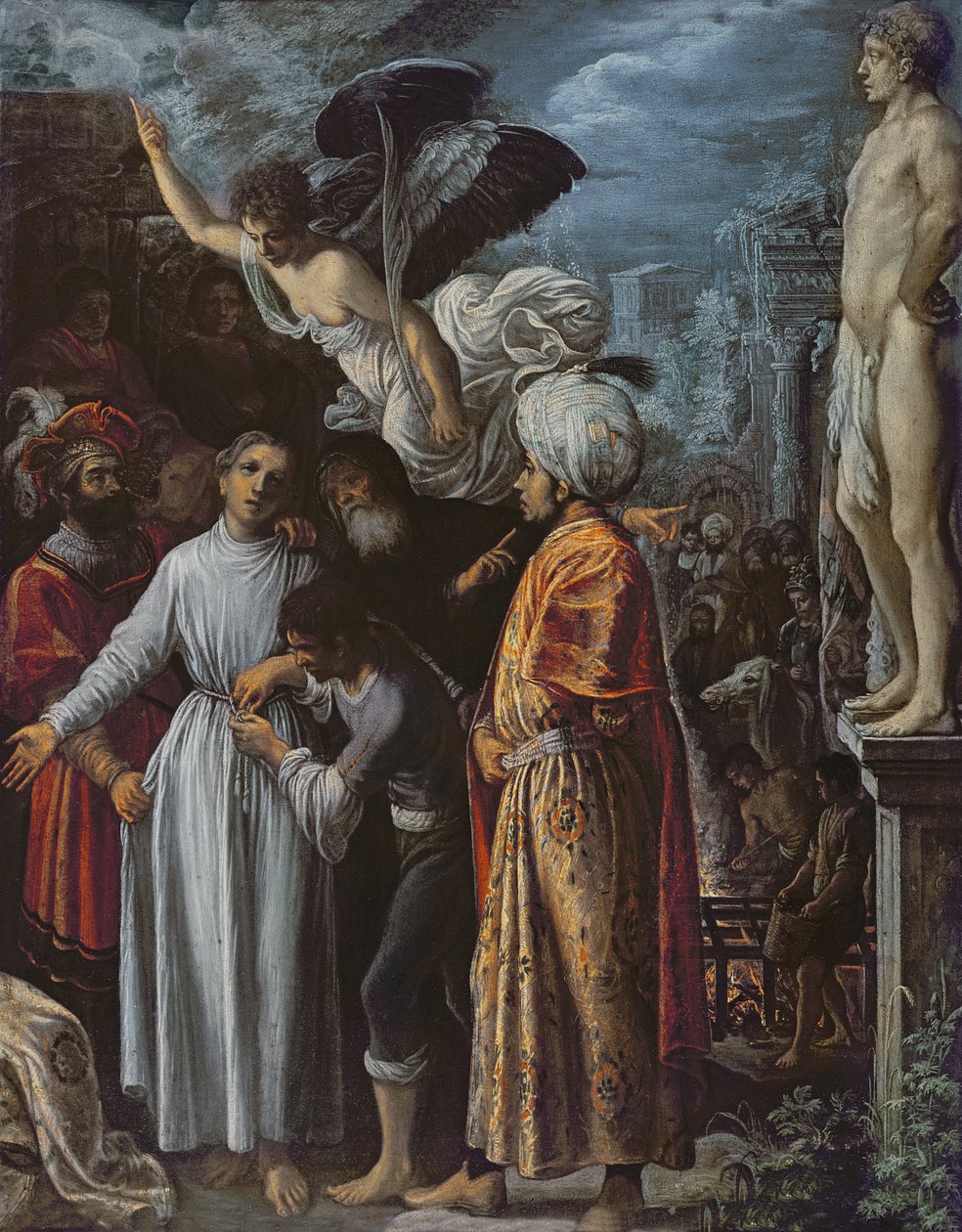 Saint Lawrence förberedde sig för martyrskap, ca. 1600-1 av Adam Elsheimer