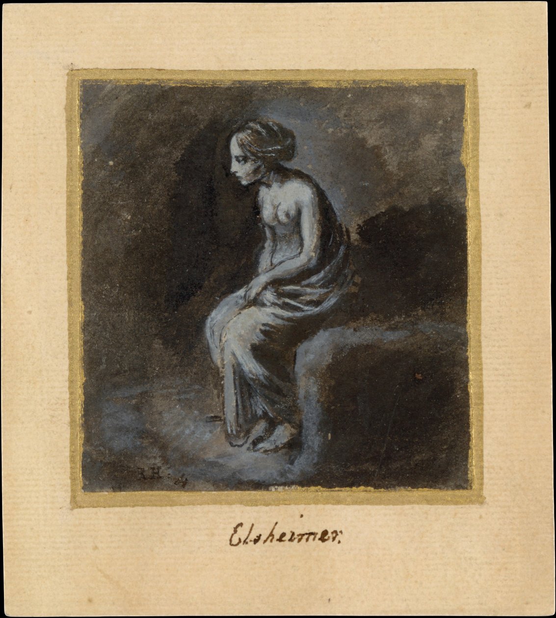 Sittande ung kvinna, sent 1500-tidigt 1600-tal. av Adam Elsheimer