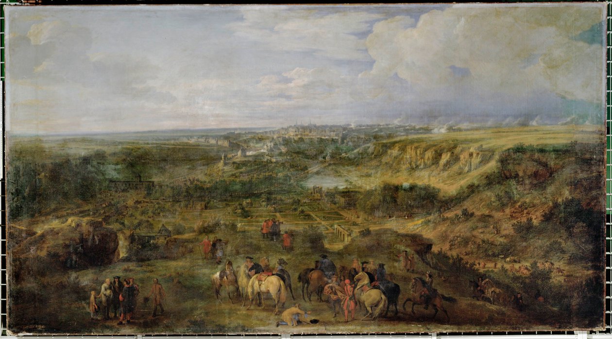 Utsikt över Luxemburg stad från Mansfeld-baden ... av Adam Frans van der (circle of) Meulen