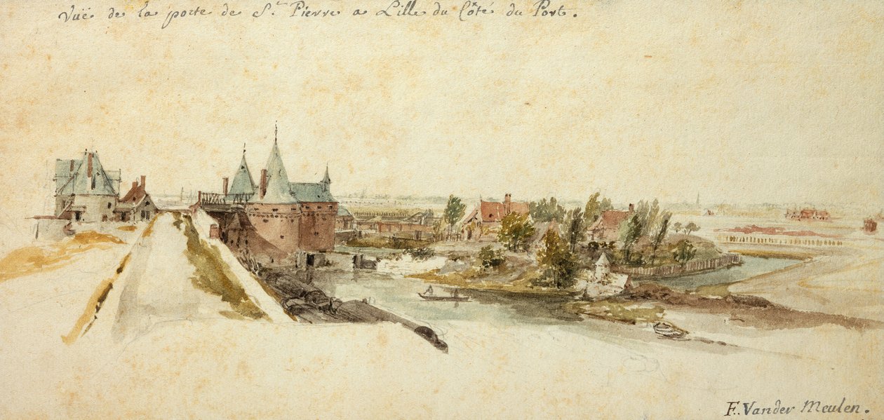 Utsikt över Porte Saint-Pierre i Lille av Adam Frans van der Meulen