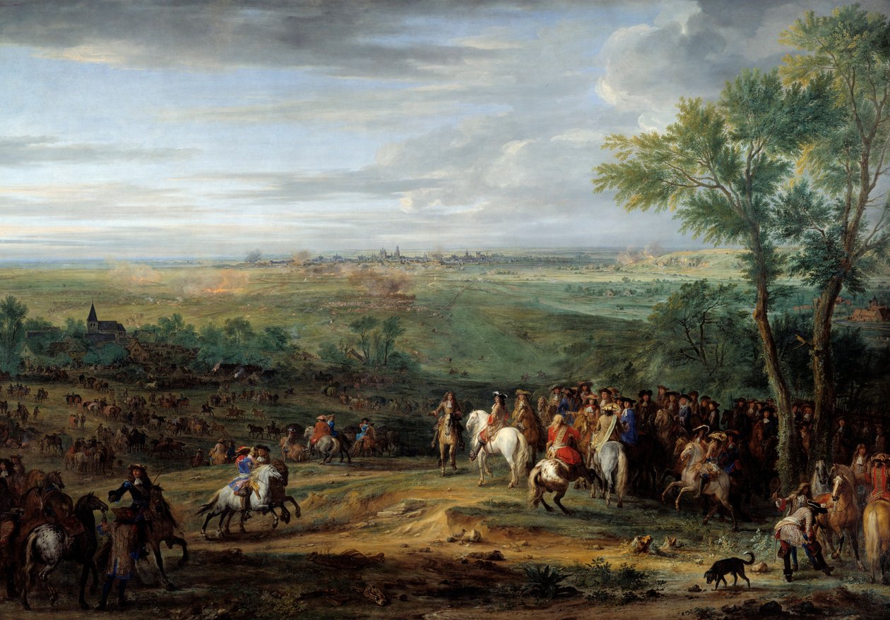 Ankomst från Lous XIV till lägret framför Maestricht (dagens stad Maastricht) i juni 1673. Målning av Adam Francois Van Der Meulen (1632-1690) av Adam Frans van der Meulen