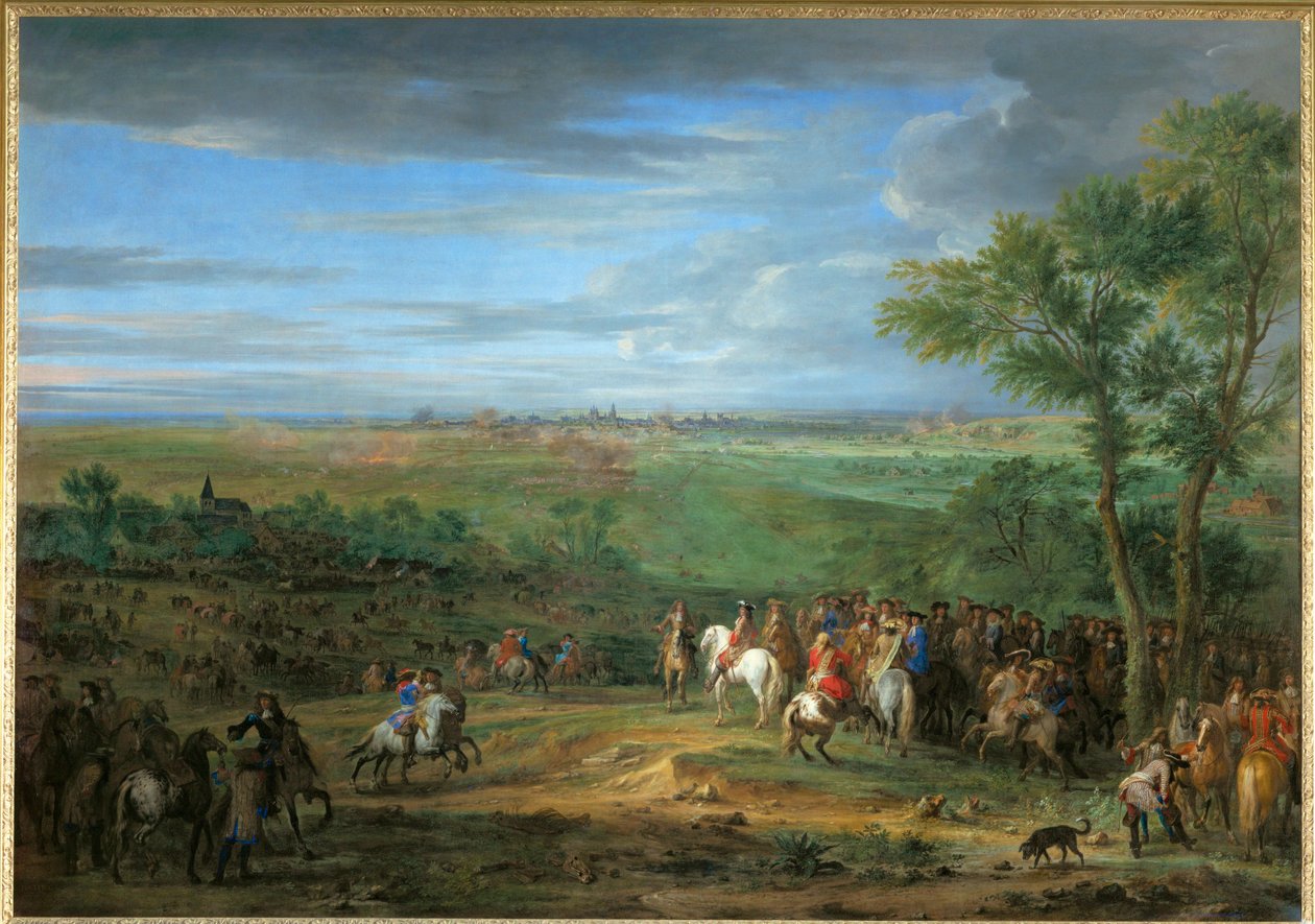 Ludvig XIV:s ankomst till lägret före Maastricht, juni 1673 ... av Adam Frans van der Meulen