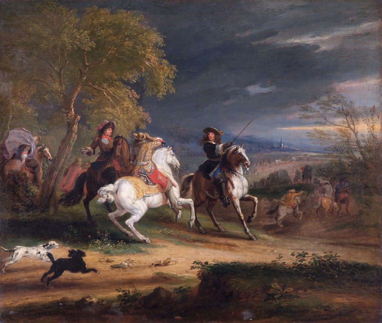 Franska generaler anländer till en stad av Adam Frans van der Meulen