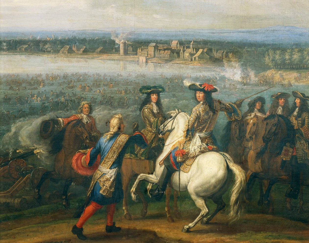 Ludvig XIV till häst, detalj från passage av Rhen 1672, Adam Frans van der Meulen (1632-1690), olja på duk, 77x109 cm, Frankrike av Adam Frans van der Meulen