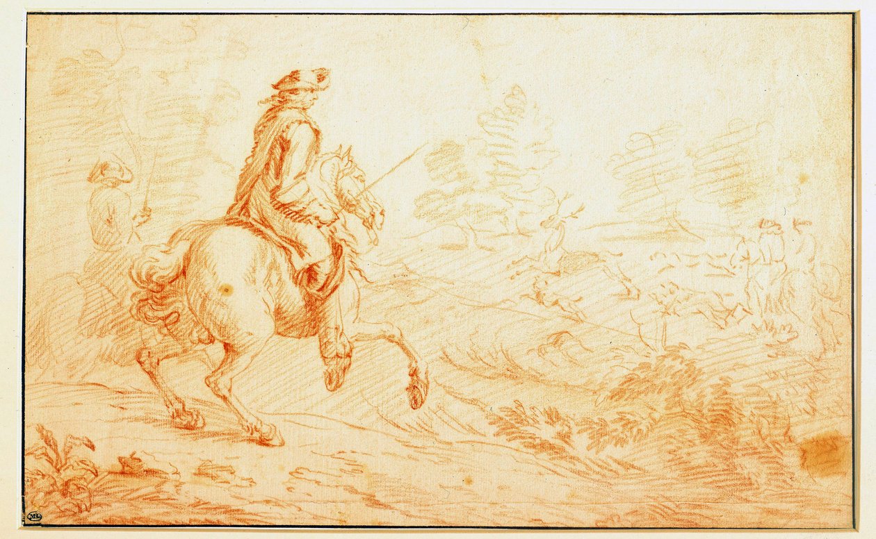 Sanguine-hjortjakt av Adam Van der Meulen (1632-1690) 1600-talets Paris, Louvren av Adam Frans van der Meulen