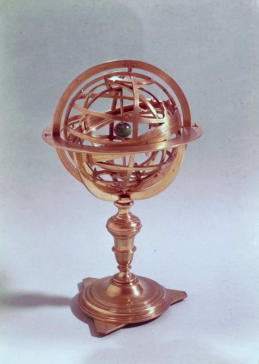 Armillarsfär gjord på det ptolemaiska systemet, Rom, 1648 (mässing) (se även 75480) av Adam Heroldt