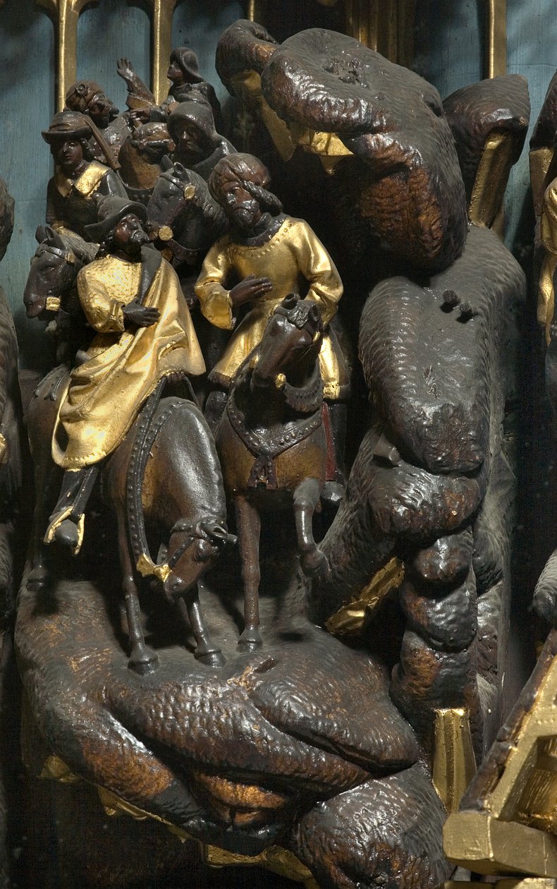 Tillbedjan av Magi, detalj av Adam Kraft