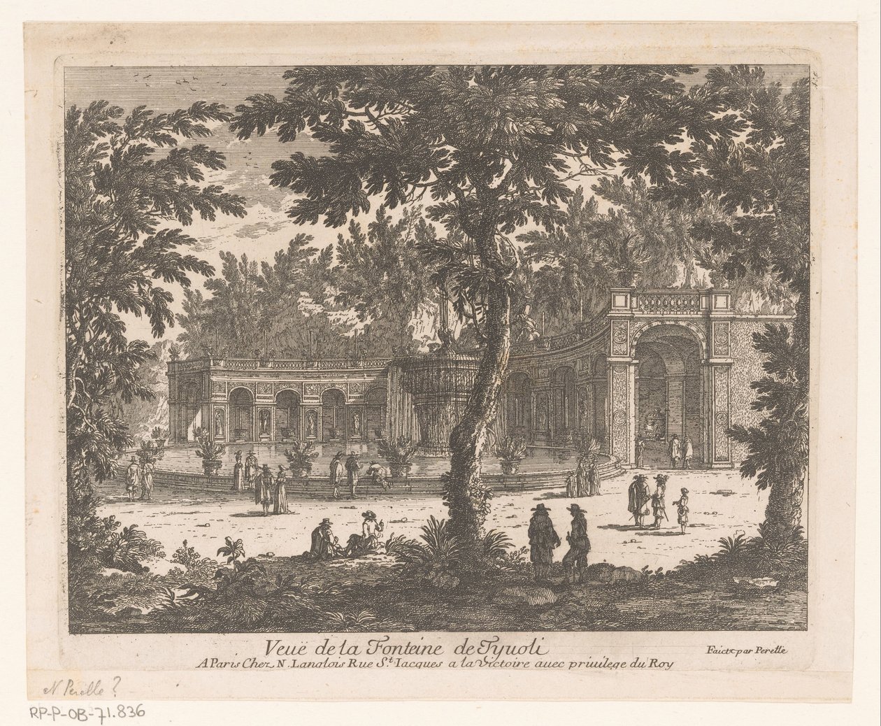 Utsikt över en fontän Vue de la Fontaine de Tivoli (titel på objekt) av Adam Perelle