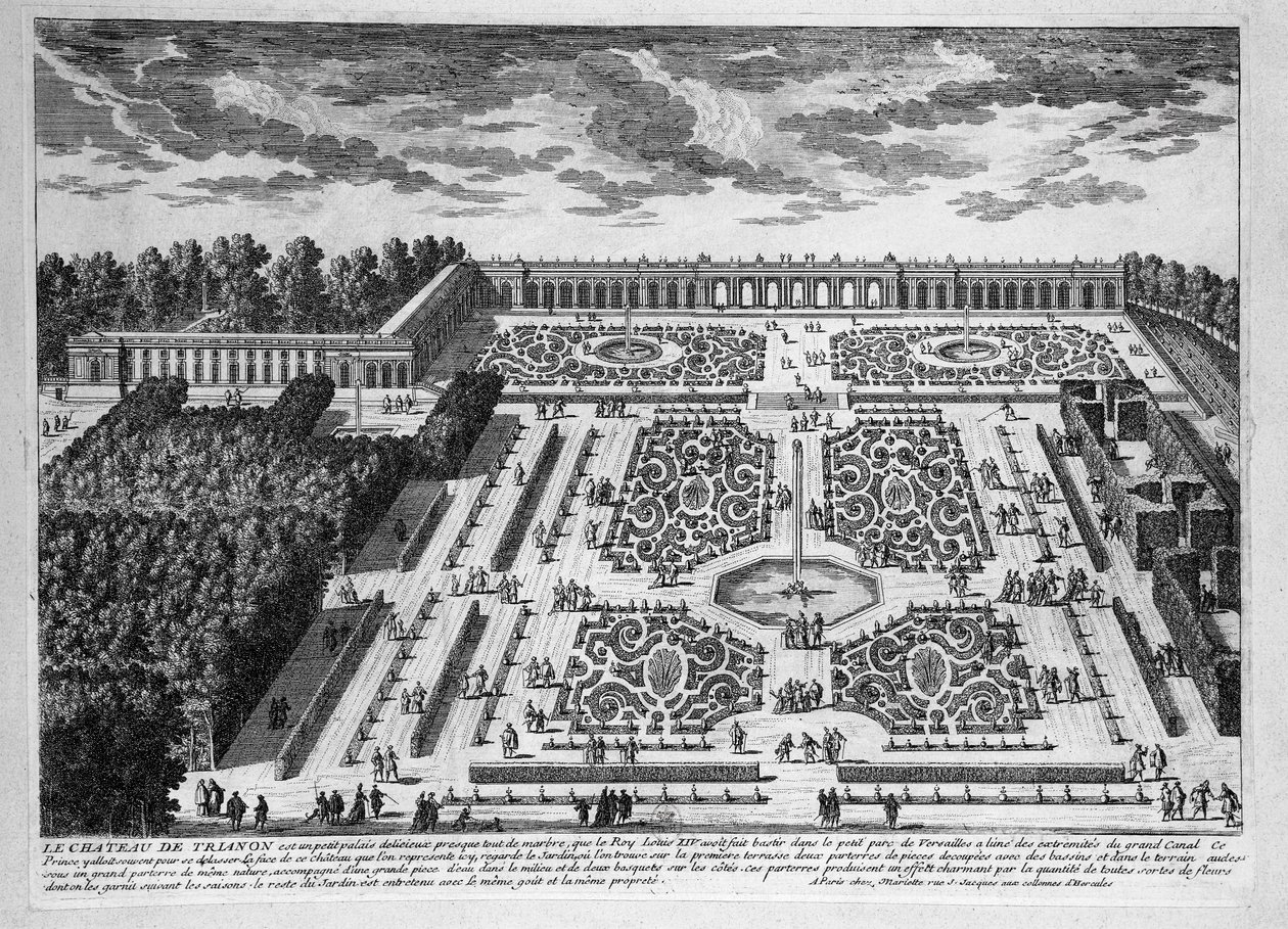 Chateau de Trianon, Petit Trianons trädgårdar vid kungliga slottet i Versailles av Adam Perelle