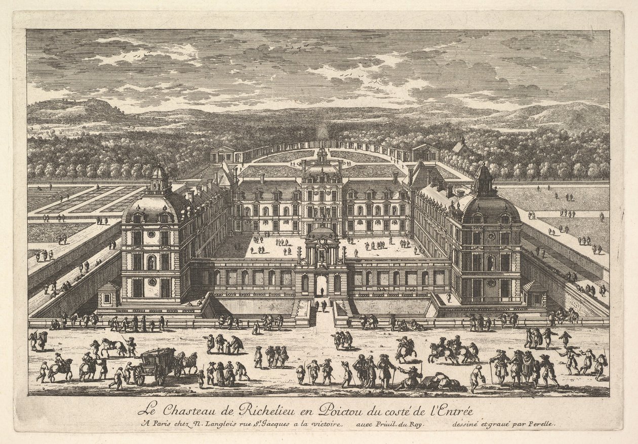 Château de Richelieu en Poictou från entrésidan, 1600-talet. av Adam Perelle