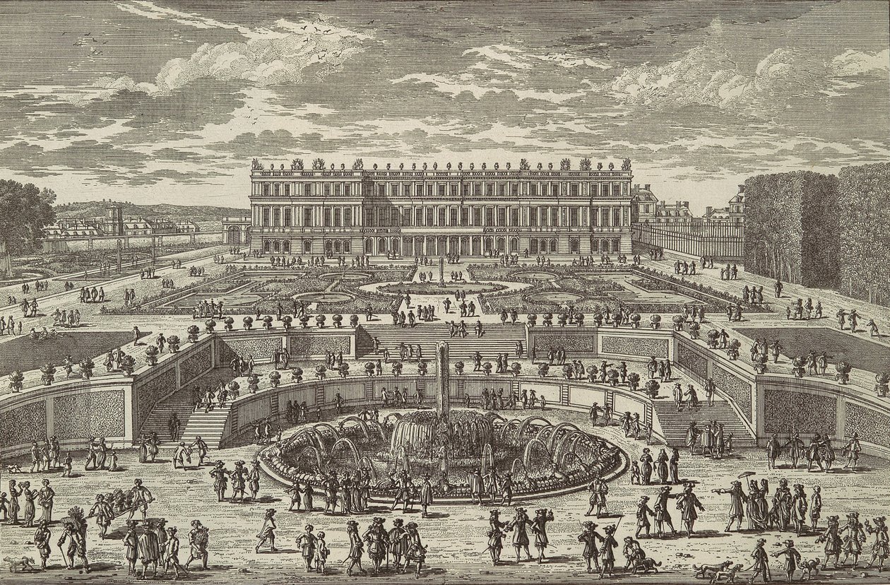 Utsikt över Versailles Utsikt över Versailles, trädgårdsfasad, 1680-talet. av Adam Perelle