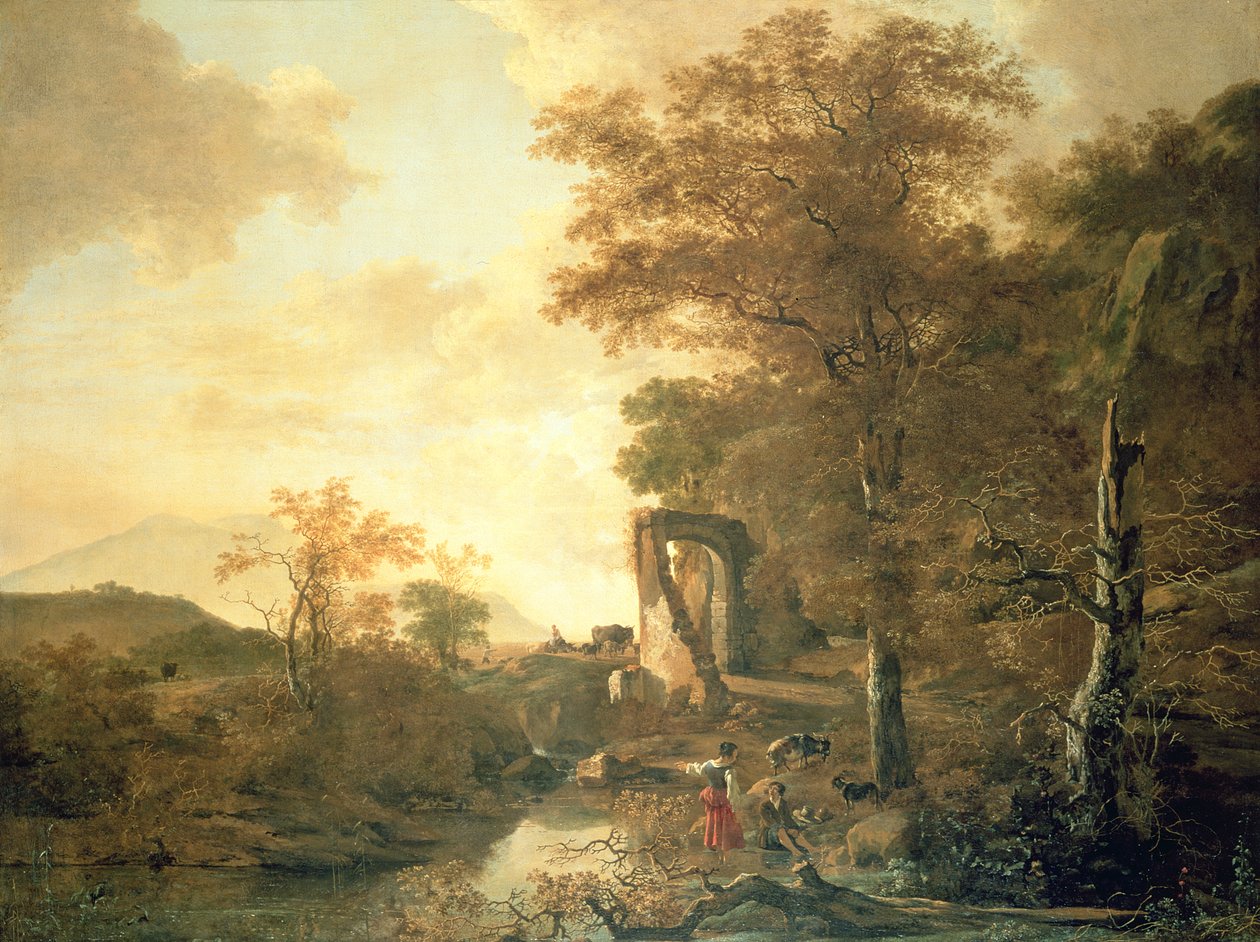 Landskap med välvd port, ca 1654 (olja på duk) av Adam Pynacker