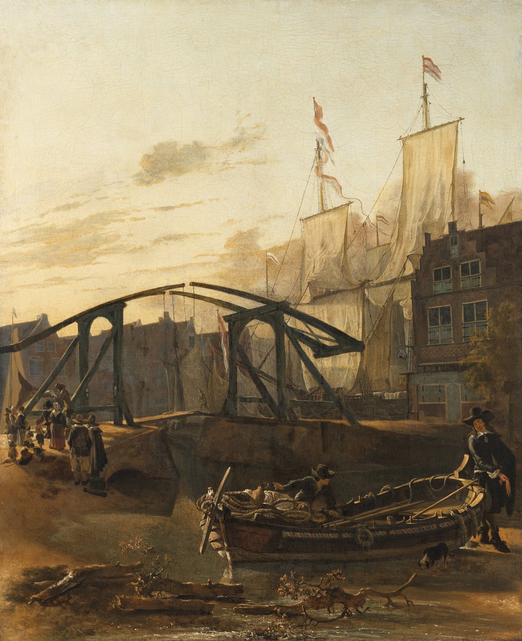 Utsikt över en hamn i Schiedam av Adam Pynacker
