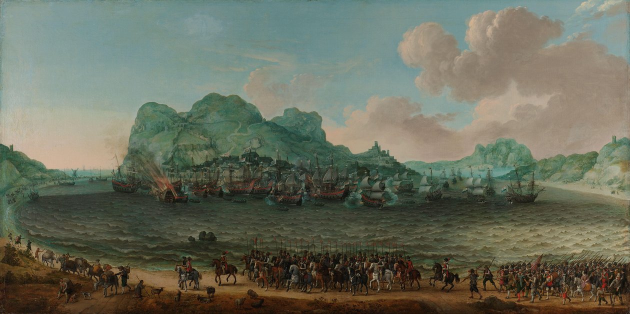 Seger över spanjorerna nära Gibraltar av en flotta under kommando av amiral Jacob van Heemskerck, 25 april 1607 av Adam Willaerts (signed by artist)