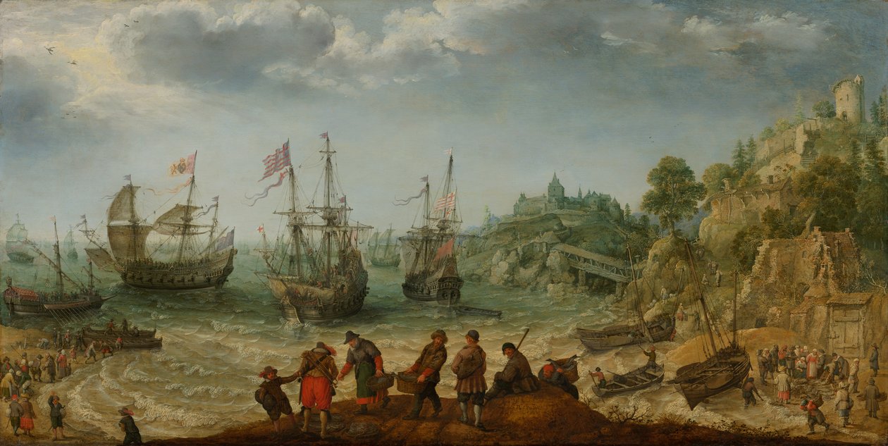 Skickas utanför en Klippiga kusten, 1621 av Adam Willaerts