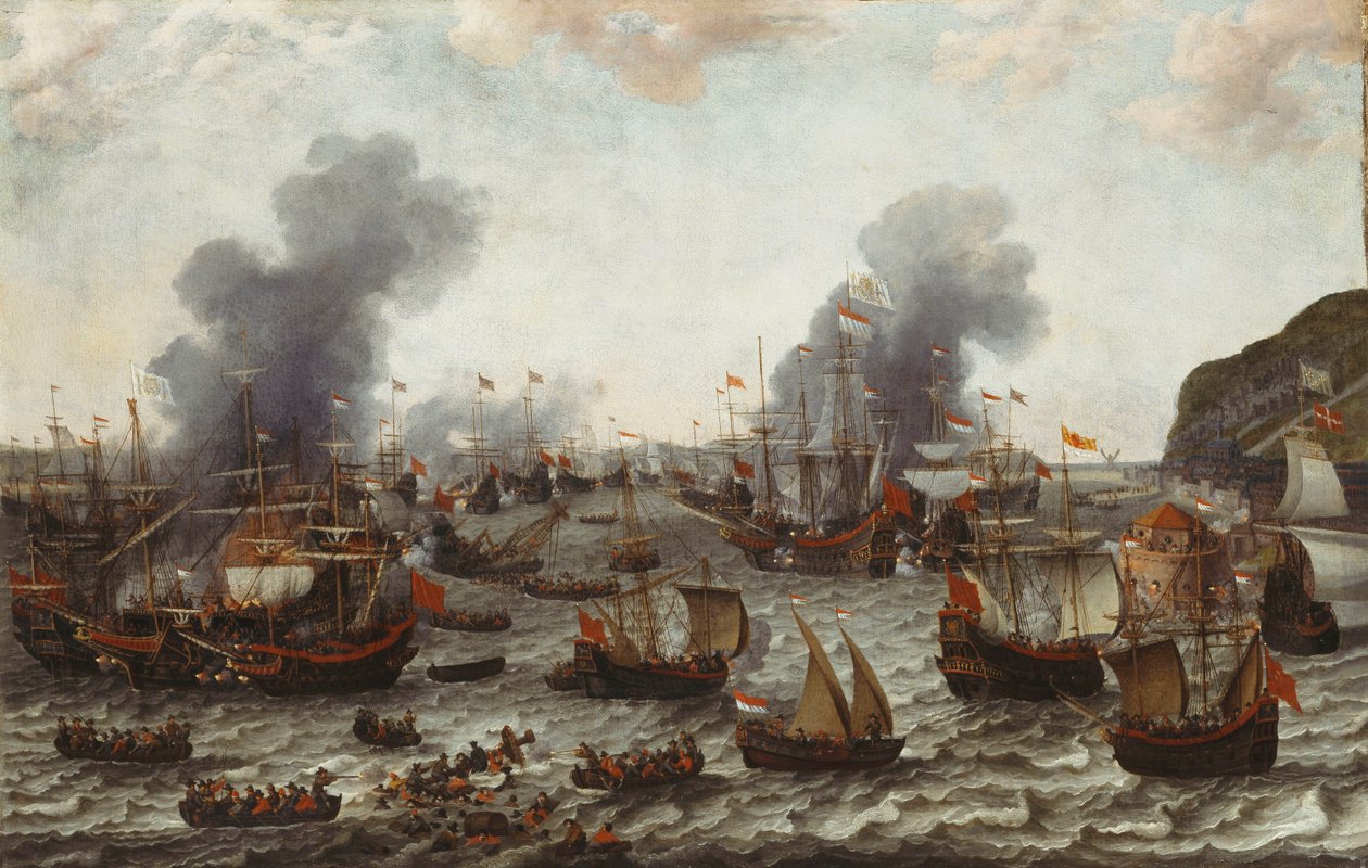 Slaget vid Gibraltar, mellan den holländska och spanska flottan, 25 april 1607, 1639 av Adam Willaerts