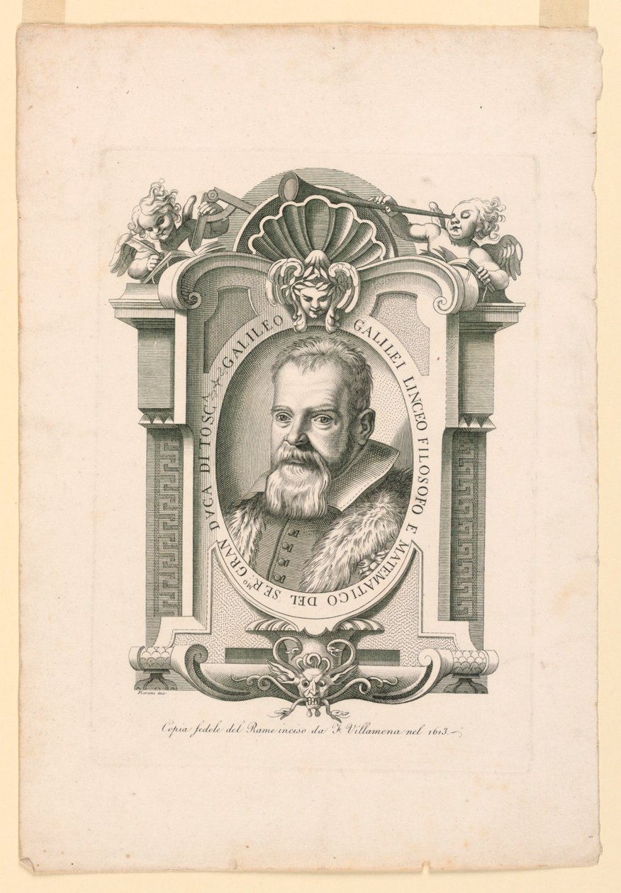 Porträtt av Galileo Galilei (1562-1642) av Adamo Fioroni, active first half of 19th century