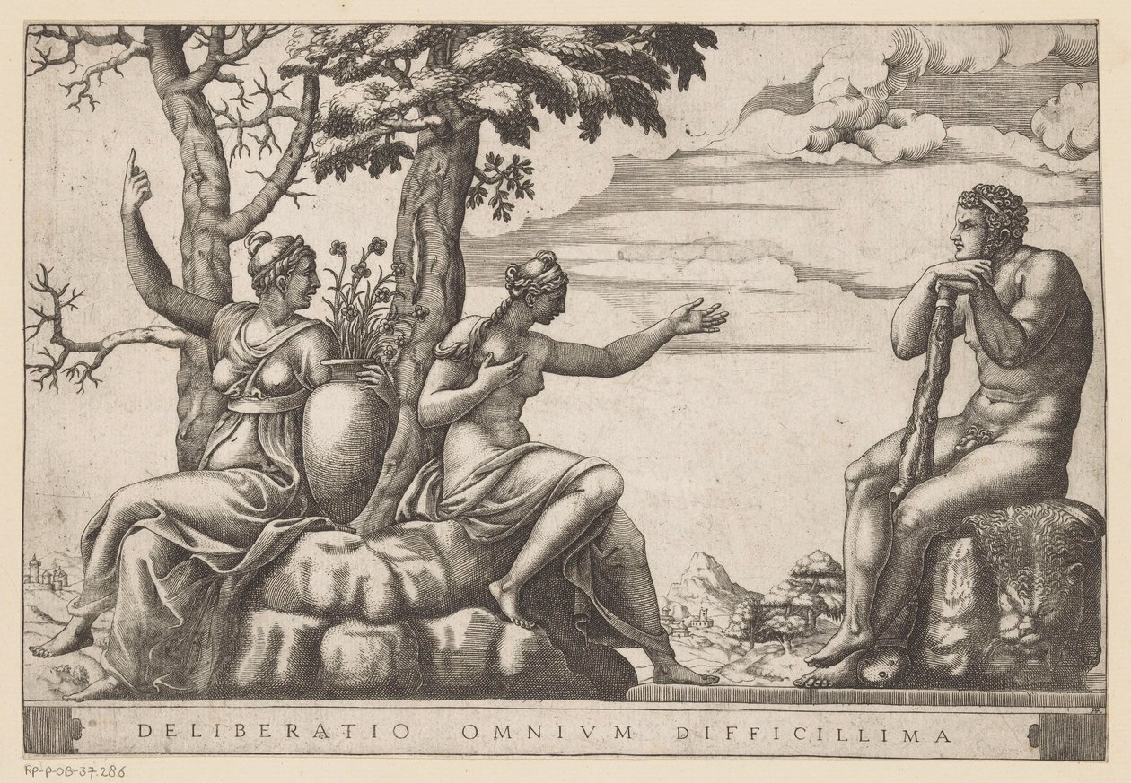 Hercules op de tweesprong Det svåraste beslutet av alla (titel på objekt) av Adamo Scultori