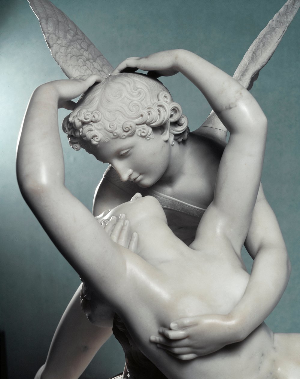 Kärlek och psyke detalj. Marmorskulptur av Adamo Tadolini (1788-1868), baserad på Antonio Canovas (1757-1822) verk gjorda 1787-1793. Villa Carlotta, Tremezzo av Adamo Tadolini