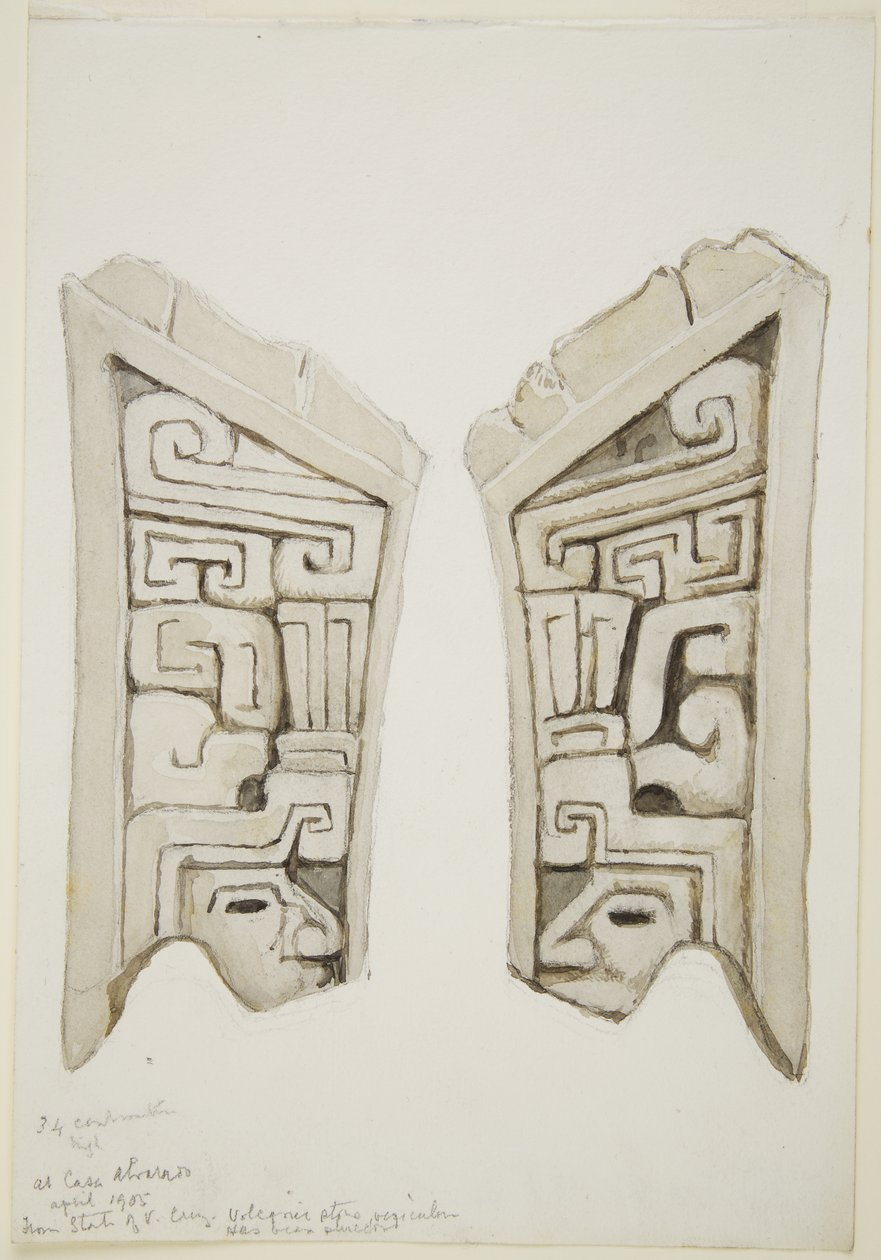 Arved stenrelief från Veracruz, Mexiko (akvarell) av Adela Breton