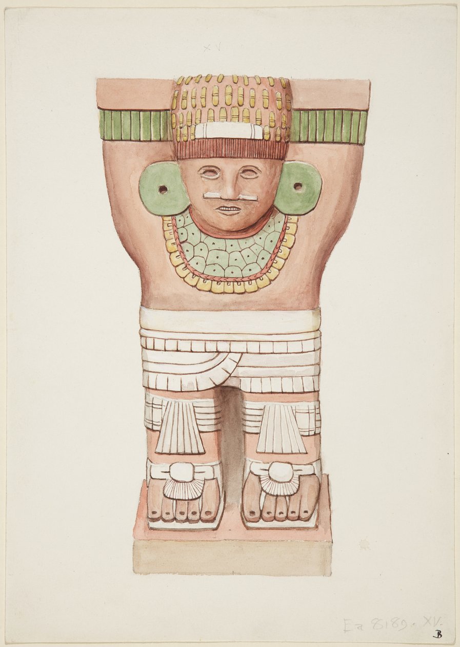 Karyatid från den yttre kammaren, Temple A, bollplanstemplet, Chichen Itza, Mexiko av Adela Breton