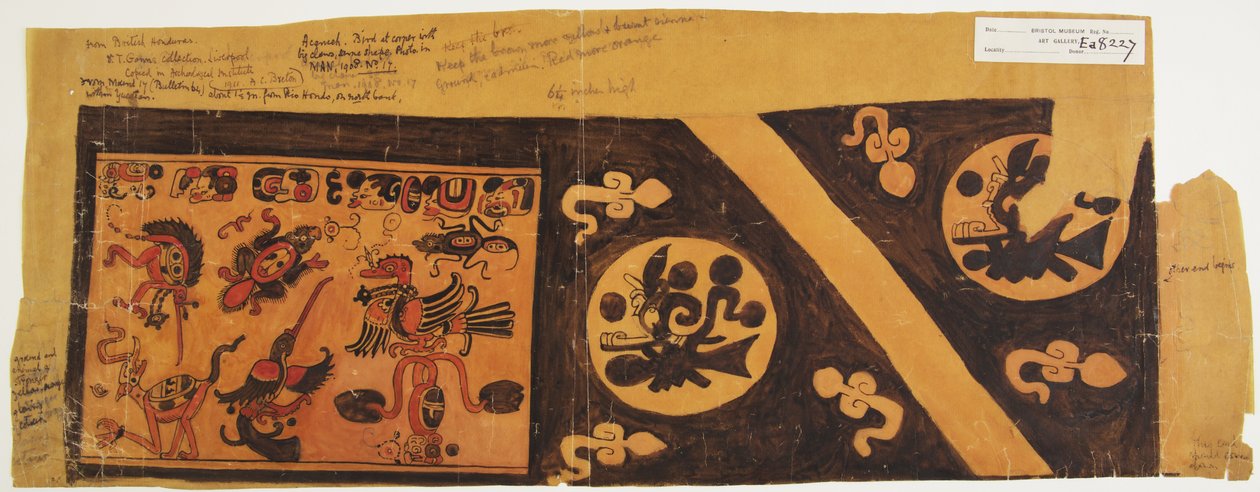 Design från en kruka från Brittiska Honduras (Belize), Yucatan (akvarell) av Adela Breton