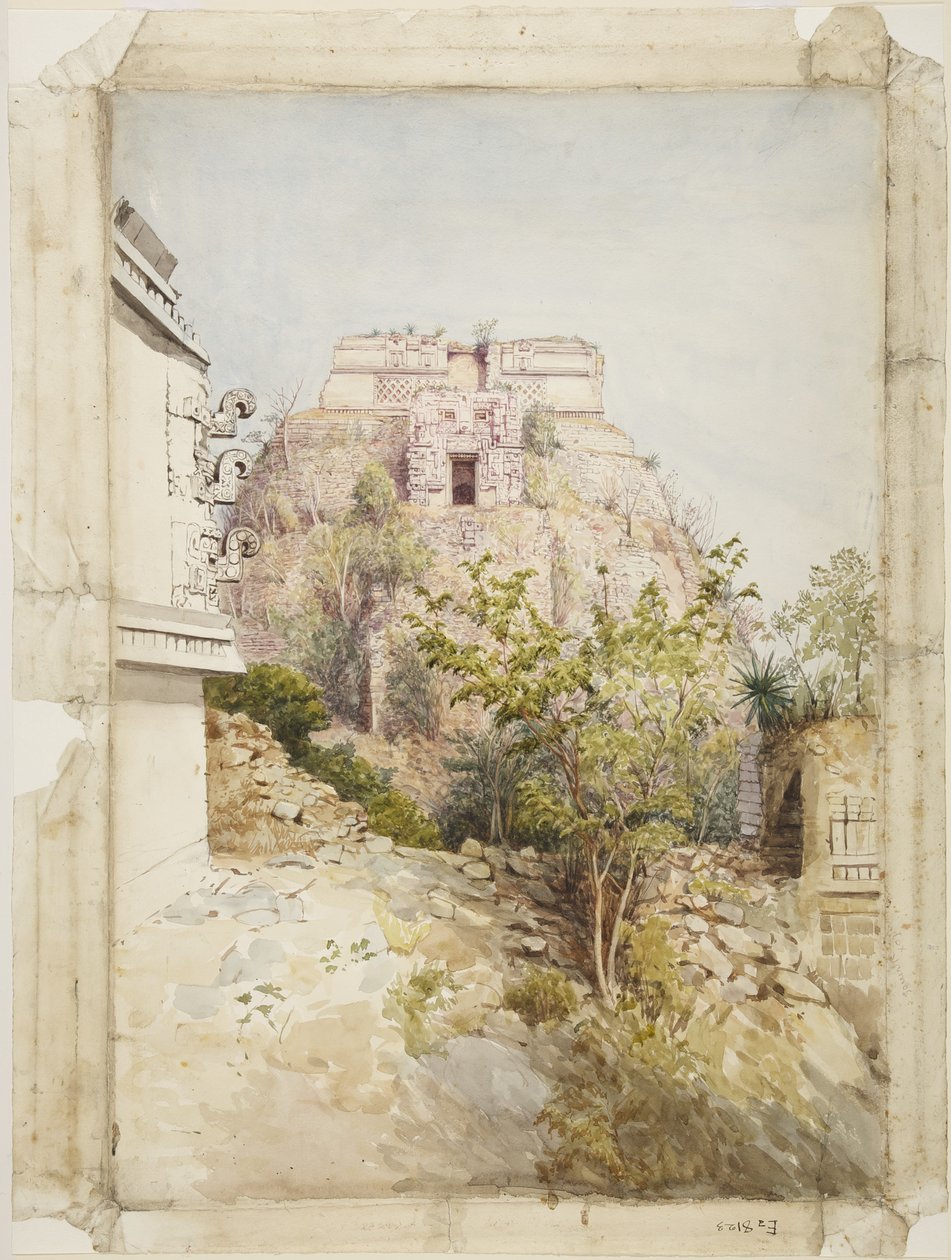 Trollkarlens hus, Uxmal, Mexiko (akvarell) av Adela Breton