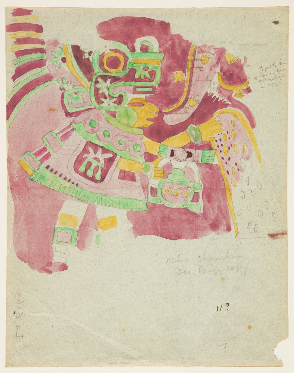 Målning av en fresk från yttre kammaren, Penafiel, Teotihuacan, Mexiko av Adela Breton