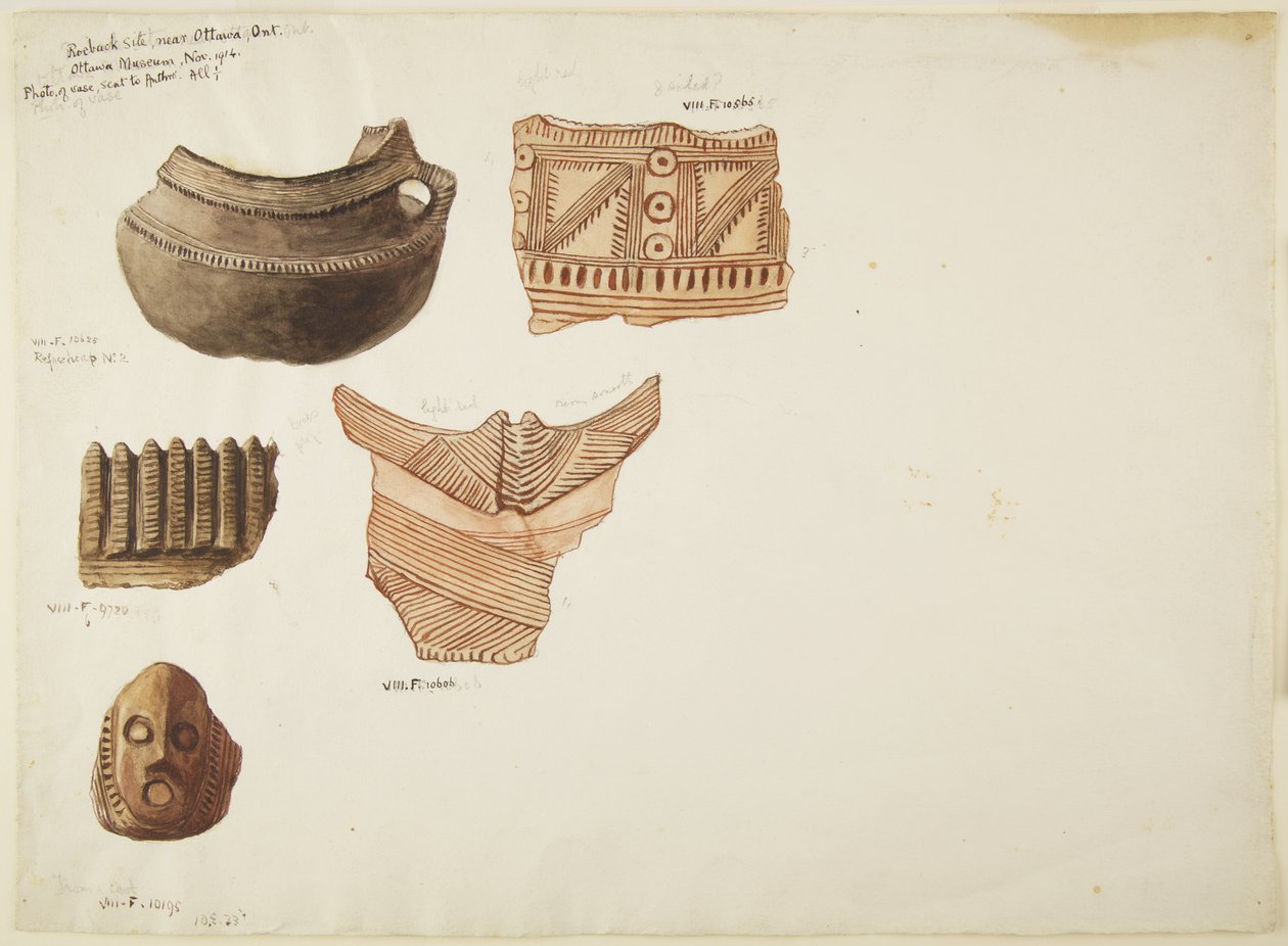 Keramikfragment (akvarell) av Adela Breton
