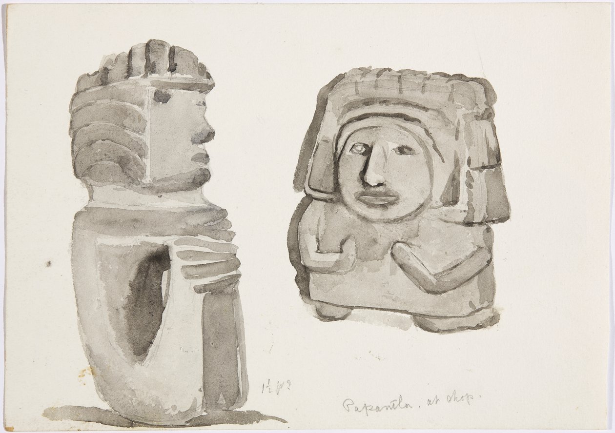 Stenfigurer i Papantla, Mexiko (akvarell) av Adela Breton