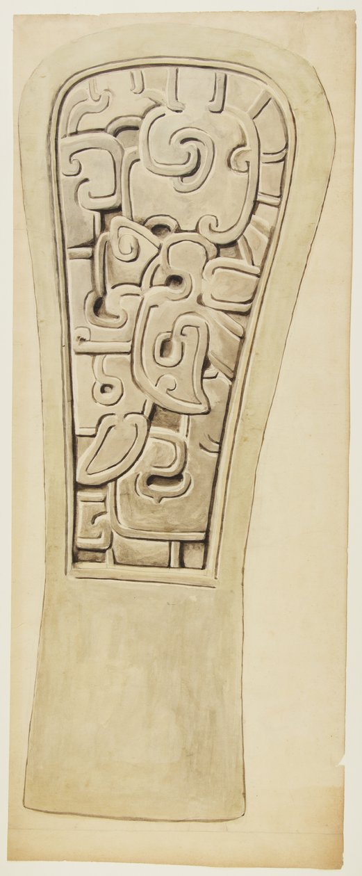 Stenrelief från Veracruz, Mexiko (akvarell och grafit) av Adela Breton