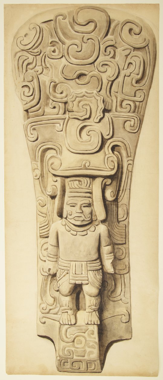 Stenrelief från Veracruz, Mexiko (akvarell och grafit) av Adela Breton