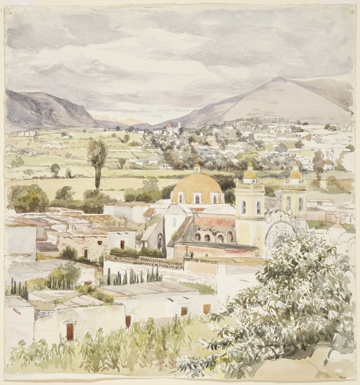 Staden Tlaxcala, Mexiko 1894 (akvarell) av Adela Breton
