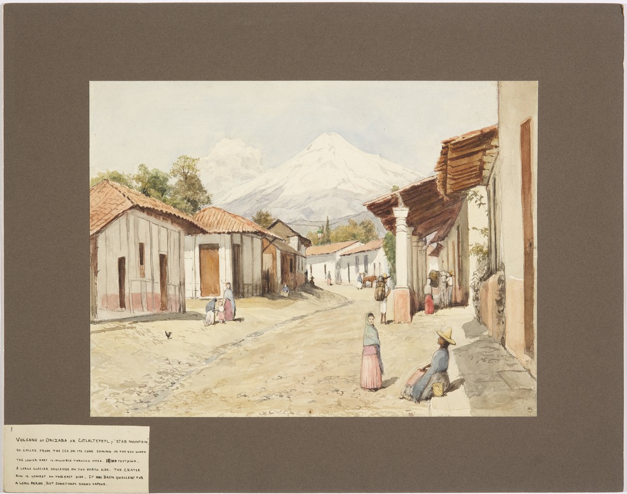 Volcano of Orizaba eller Citlaltépetl - Star Mountain - Veracruz, Mexiko (akvarell) av Adela Breton