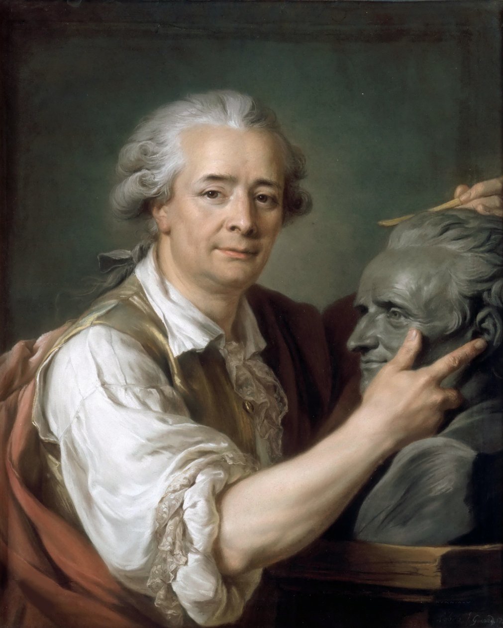 Augustin Pajou 1730-1809 skulpterar en byst av sin lärare Lemoyne den yngre, 1782. av Adelaide Labille Guiard