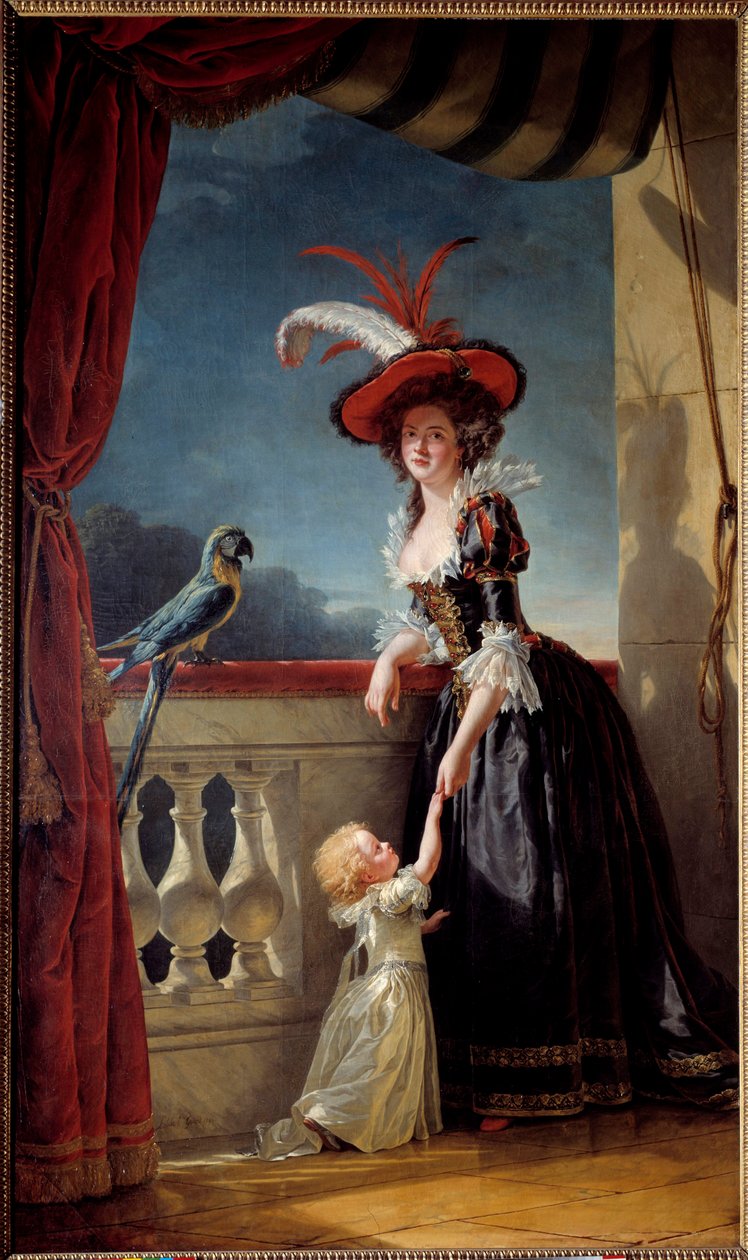 Porträtt till fots av Louise Elisabeth av Frankrike (dotter till Ludvig XV) hertiginnan av Parma (1727-1759) och hennes son Don Ferdinand (1751-1802) Målning av Adelaide Labille Guiard (1749-1803) 1788 Sön. 2,72x1,6 m av Adelaide Labille Guiard
