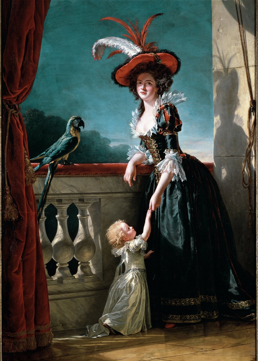 Porträtt av Louise Elisabeth av Frankrike och hennes son, Don Ferdinand (olja på duk av Adelaide Labille Guiard