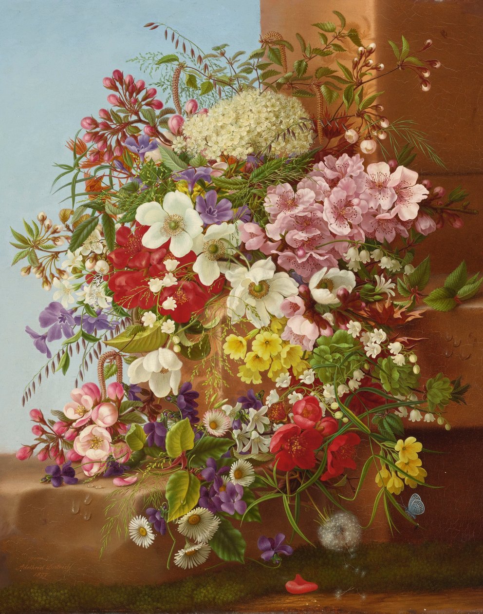A bounty of flowers on a stone ledge av Adelheid Dietrich