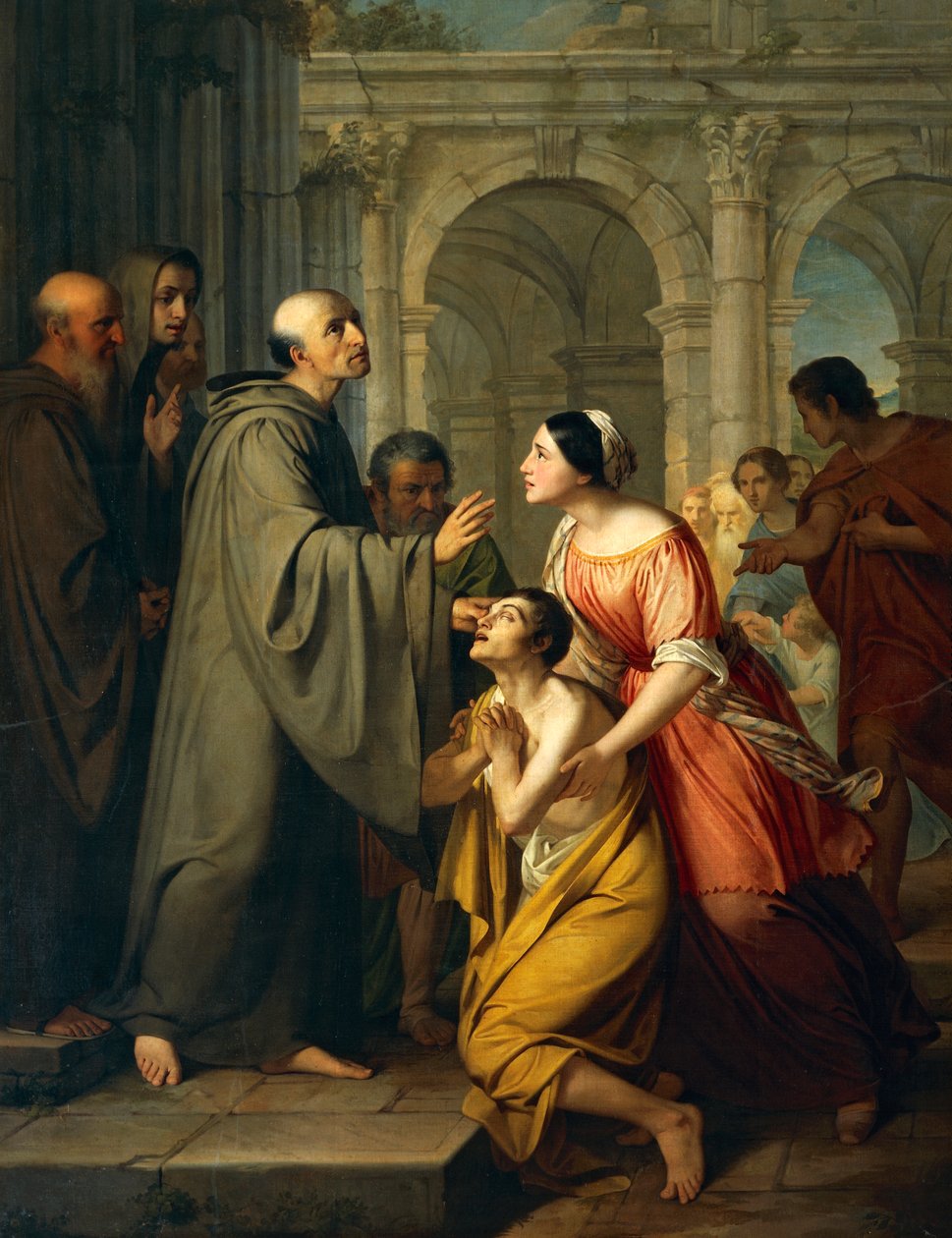 St Mauro Abbot ger syn till ung blind man av Adeodato Malatesta or Malatesti