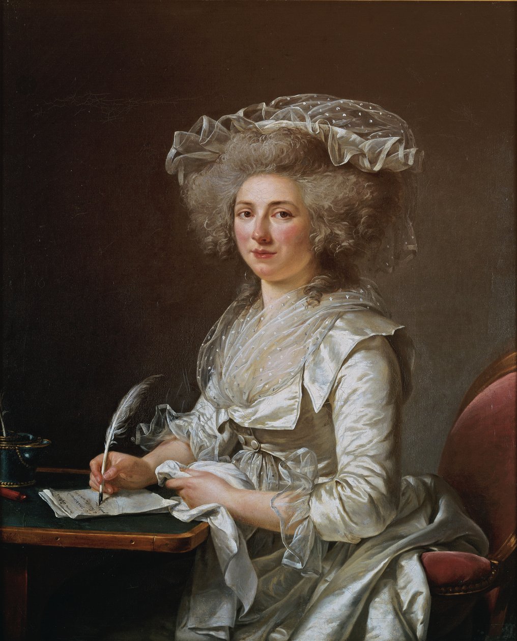 Franska:  Portrait de femme Porträtt av en kvinna av Adelaide Labille Guiard
