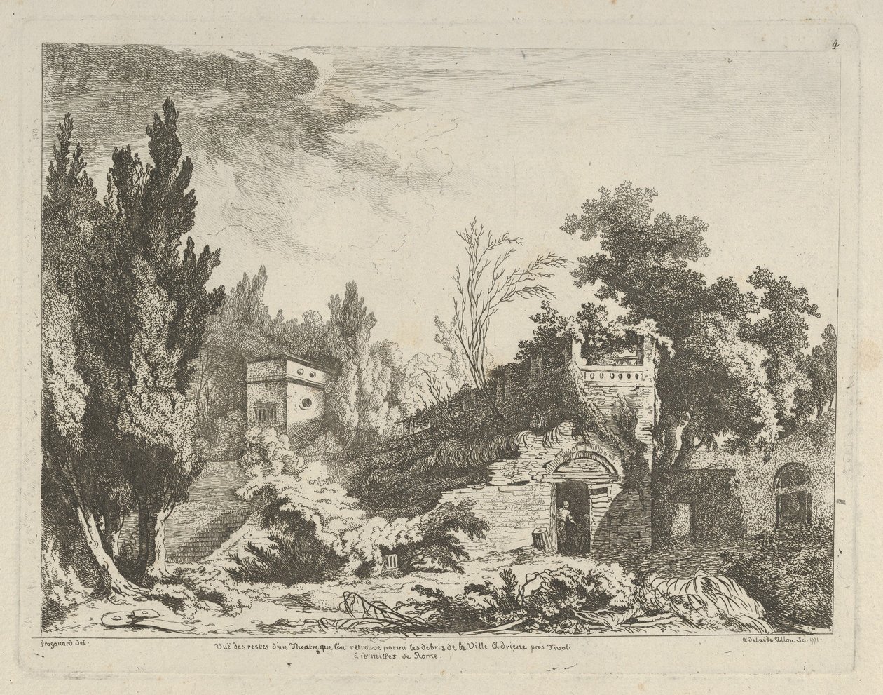 Utsikt över resterna av en teater från Olika vyer hämtade från naturen... på..., 1700-talet. av Adélaide Allou