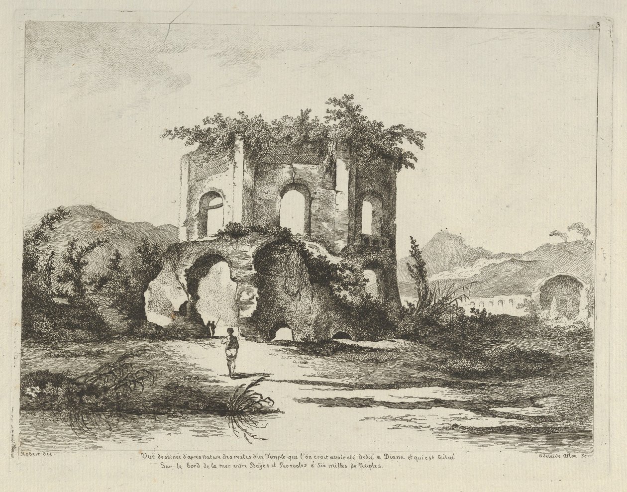 Utsikt över ett tempel... tillägnat Diana från Olika vyer hämtade från naturen... d..., 1700-talet. av Adélaide Allou