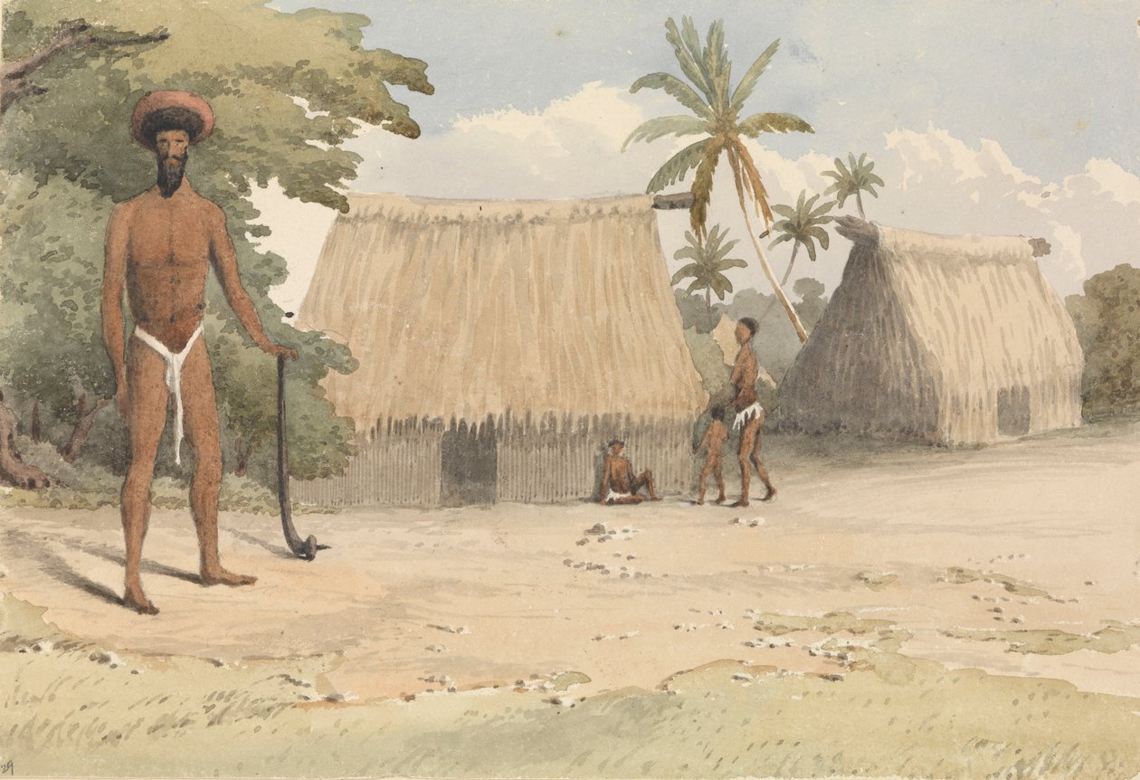 "Feejee hårfrisering; från en av Tanoas yngre söner, 7 oktober 1849 [Fiji] av Admiral Sir Edward Gennys Fanshawe
