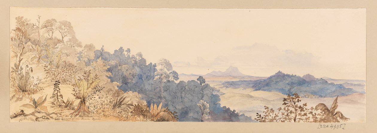 From Quop Mountain or The Village of the Sunta Dyaks från Västindien, Nordamerika och Borneo klippbok av Admiral Sir Edward Gennys Fanshawe